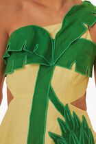 Palm Tree Cutwork Midi Dress