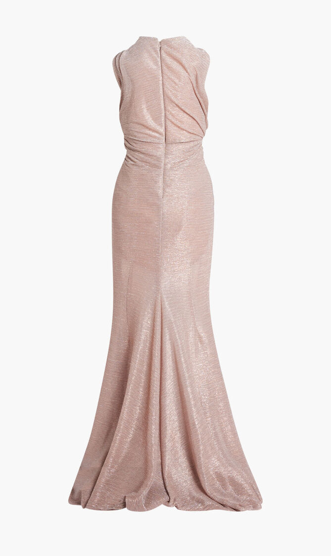 LONG DRESS - PLEATED METALLIC VOILE