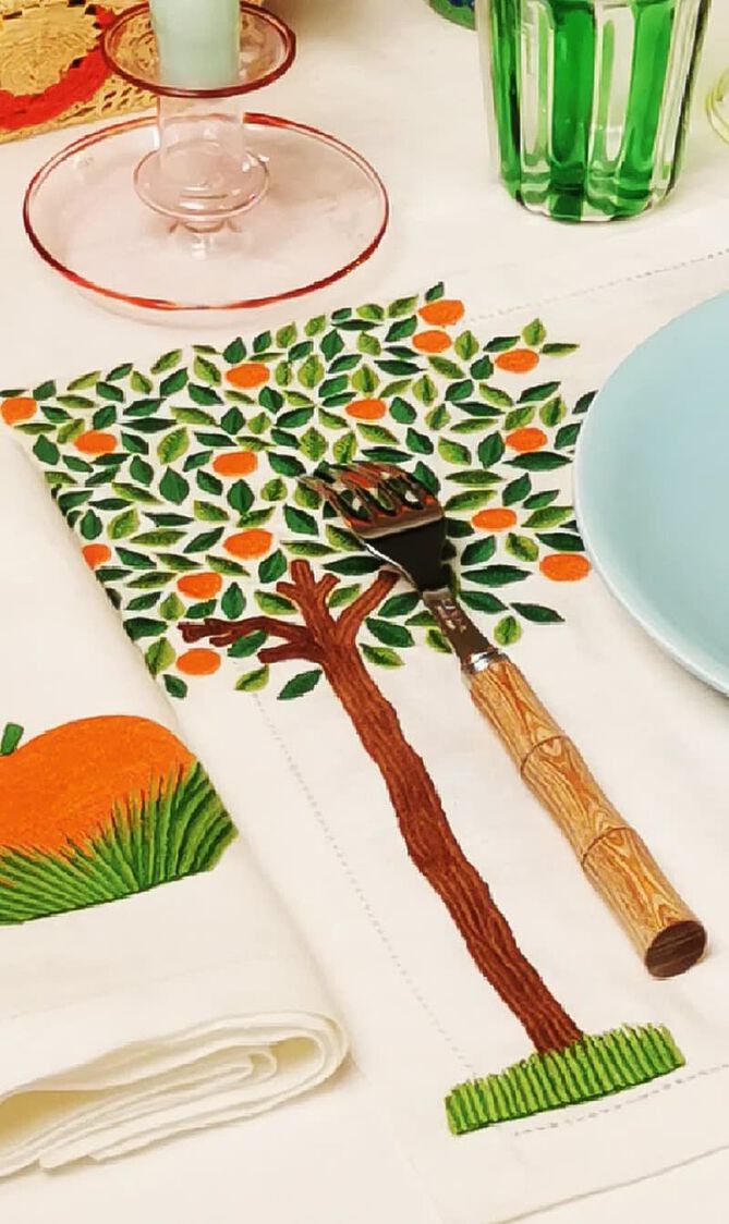 Orange Tree Napkin, White