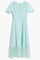 BLUE CHIFFON CROSSOVER MIDI DRESS