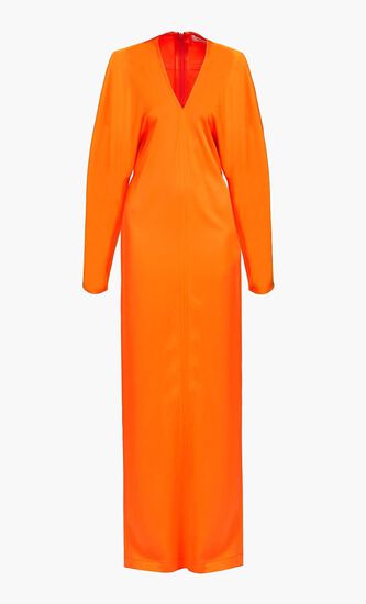SUST STRETCH VISCOSE SATINLONG DRESS