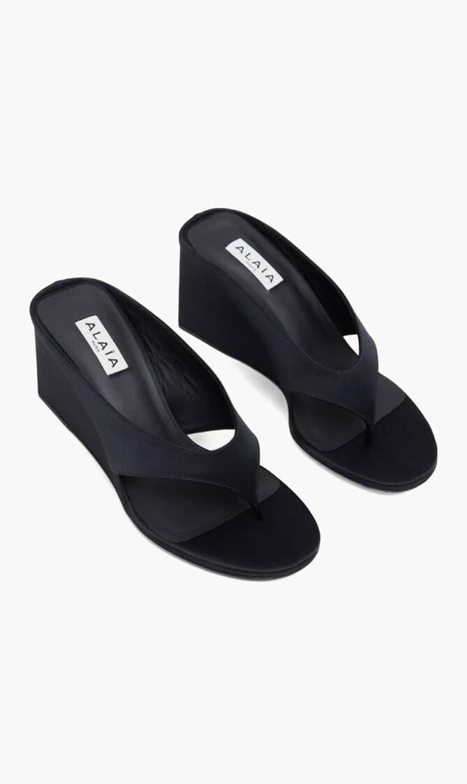 Satin Wedge Sandals