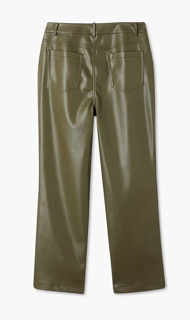 Khaki Vegan Leather Trouser