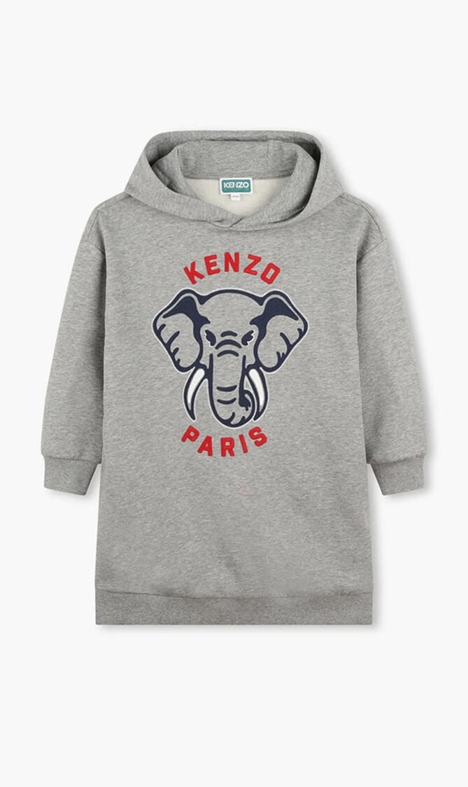 Elephant Print Hoodie Dress