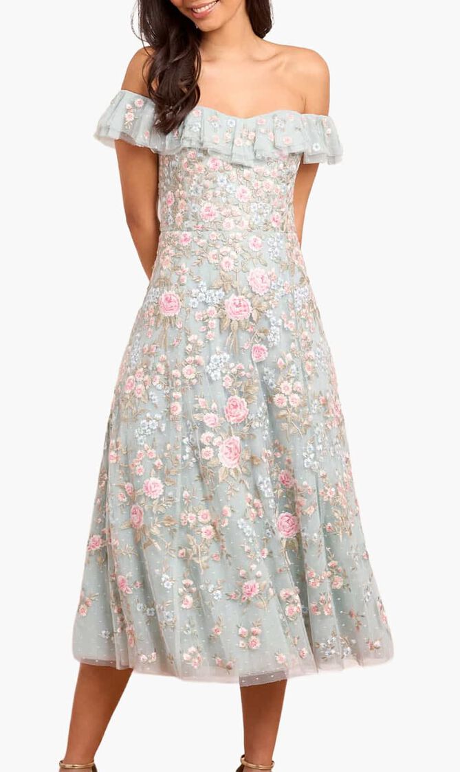 Antoinettes Floral Off Shoulder Ballerina Dress