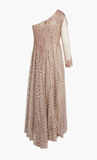 EMBELLISHED ONE SHOULDER A LINE GOWN