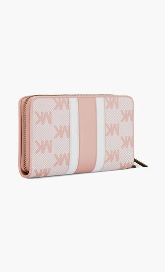 Striped Logo Jacquard Wristlet