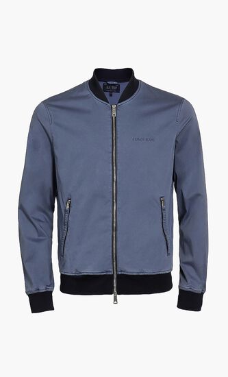 Ribbed Neck Zipper Jacket