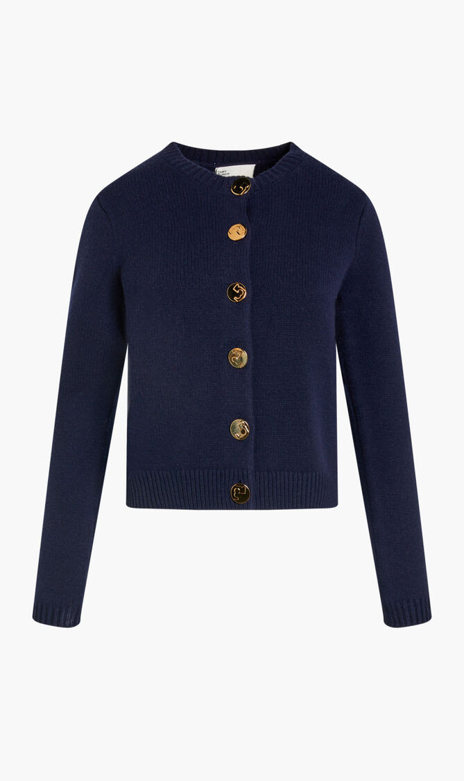 LOGO BUTTON WOOL CARDIGAN