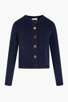 LOGO BUTTON WOOL CARDIGAN