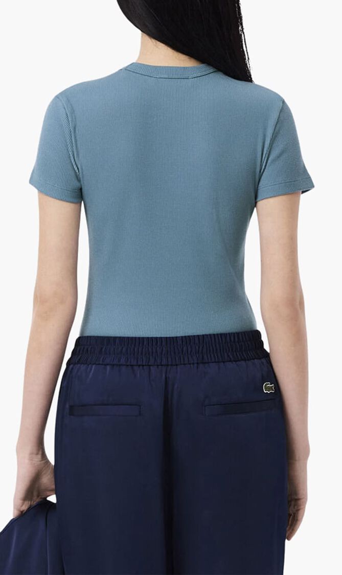 Slim Fit Ribbed Cotton T-shirt