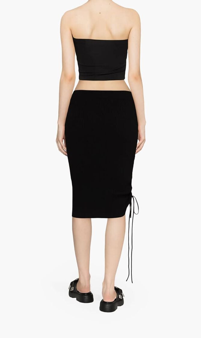 VANISE LACE UP MIDI SKIRT BLACK NO COLOR VANISE LACE UP MIDI SKIRT BLACK NO COLOR
