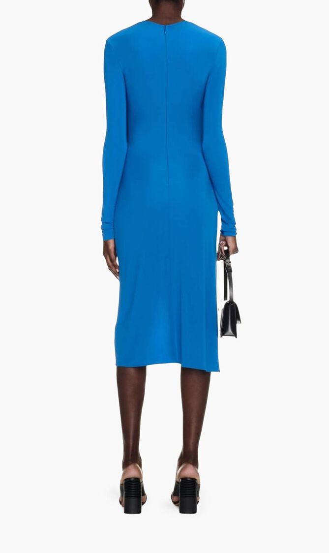 VI CREPE TWIST MIDI DRESS NAUTICAL BLUE
