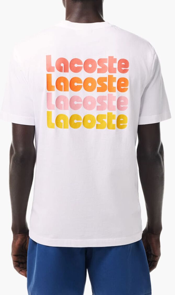 Washed Effect Ombr&eacute; Lacoste Print T-shirt