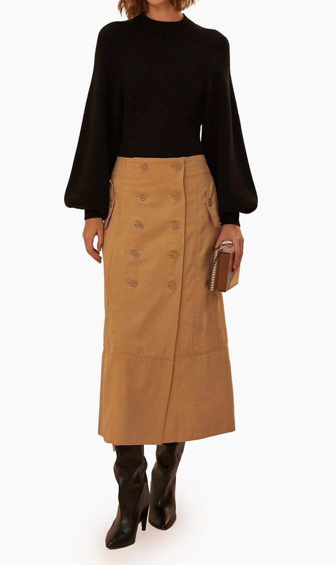 Yoked Midi Skirt