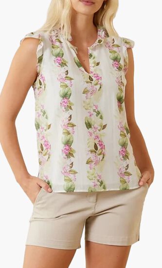 Agua Amara Orchid Dreams Sleeveless Ruffle Top