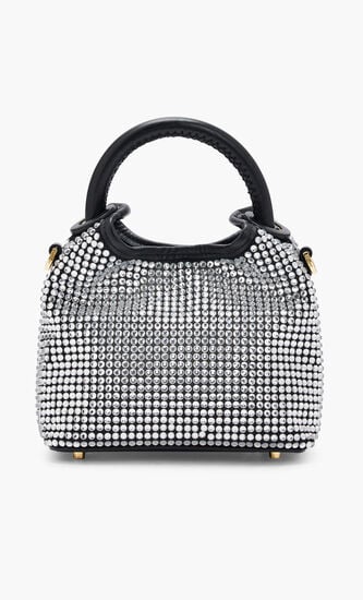 MADELEINE CRYSTAL STRASS/LEATHER SILVER/BLACK