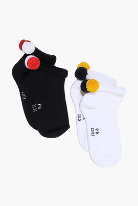 2-Pack Pompom Socks