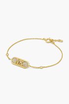 Pave Precious Metal Plated Logo Bracelet