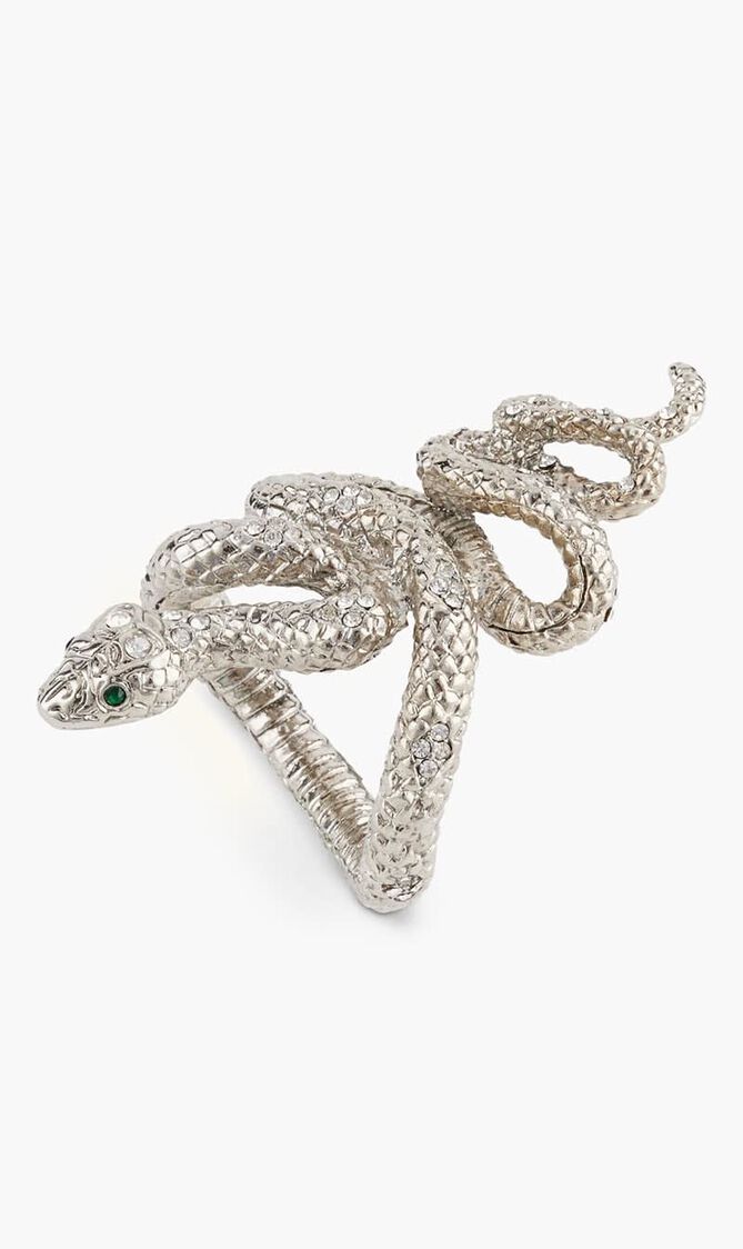 LOB SNAKE W/GREEN+WHITE CRYSTALS RINGS - SET OF 4