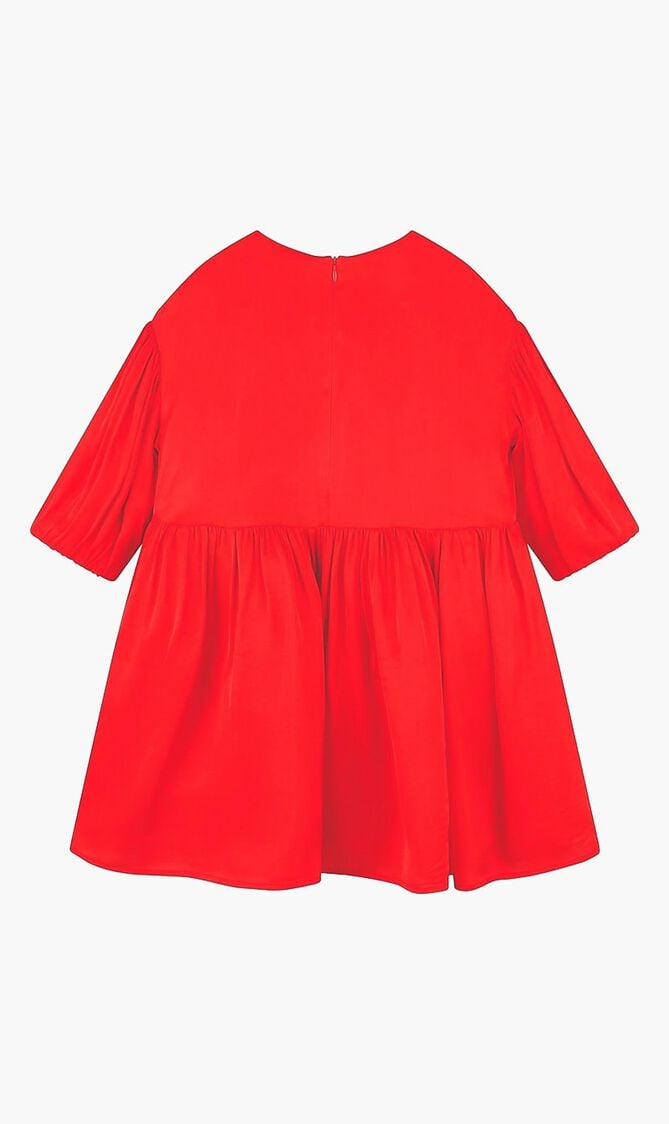 Logo Dress with Puff Sleeves