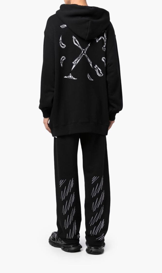 STITCH DIAGS SWEATPANTS BLACK WHITE