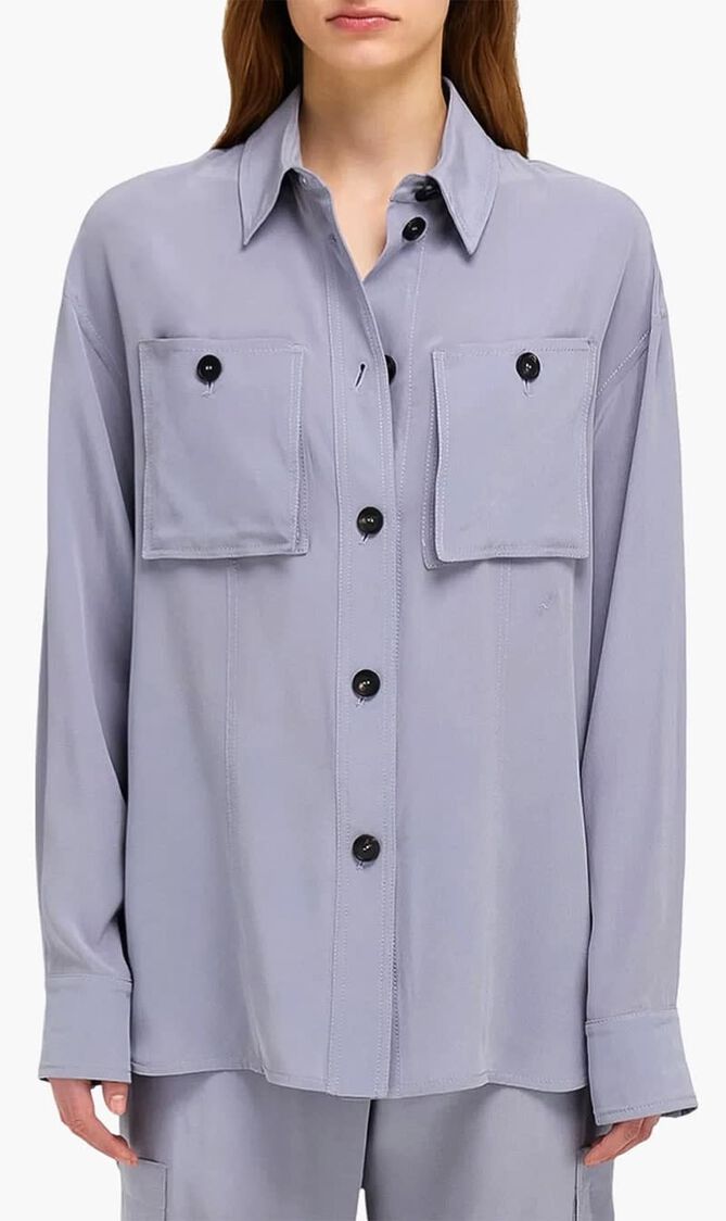 Long Sleeved Button Up Silk Shirt