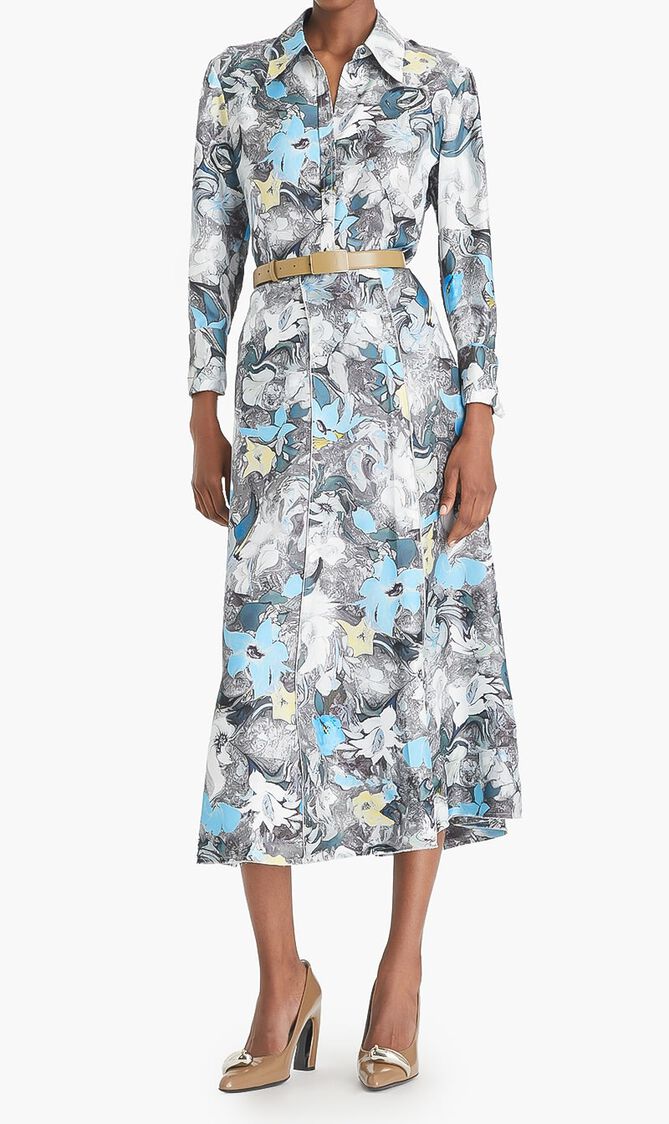 PRINTED CUFFED SILK SHIRT