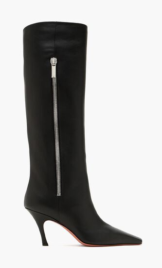 MONA BOOT NAPPA BLACK 80 MM BENDED HEEL