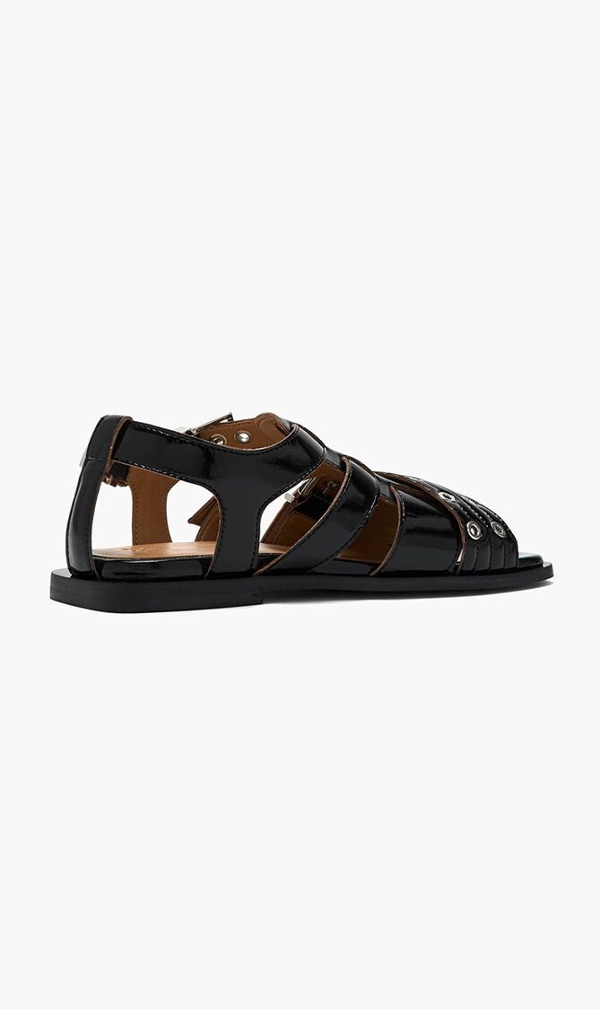 FEMININE BUCKLE FLAT STRAP SANDAL NAPLACK