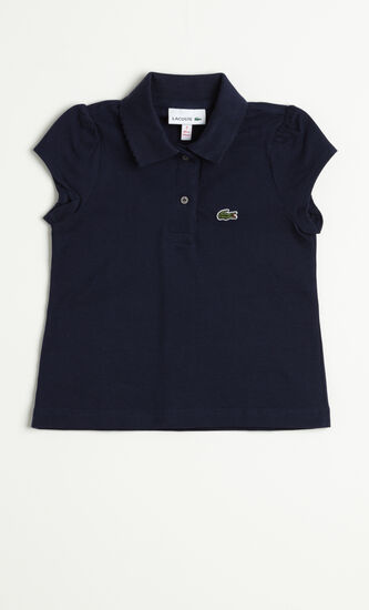 Scalloped Collar Mini Pique Polo Shirt