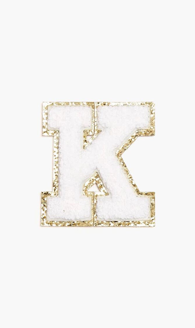 Chenille Sparkle Letter 'K' patch