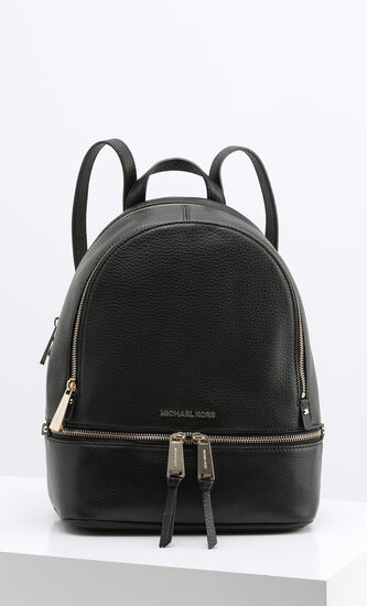 Rhea Zip Black Medium Backpack