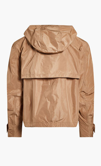 Red Taffeta Drawstring Hooded Jacket