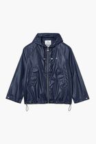 Water Resistant Cotton Blend Short Hooded Jacket