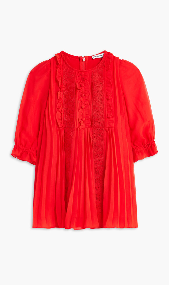 white christmas dresses Self-Portrait // Red Pleated Off Shoulder Dress – VSP Consignment