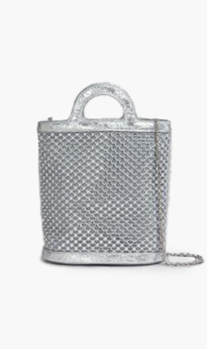Silver Rhinestone Tropicalia Nano Bucket Bag