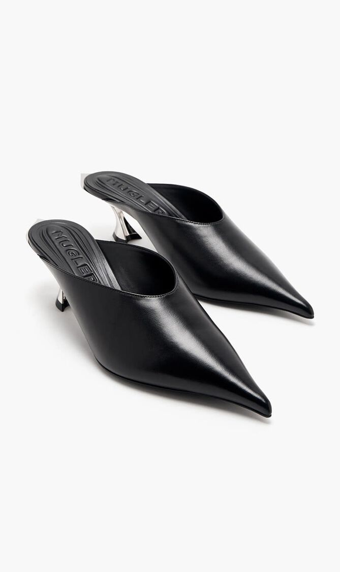 Leather kitten mules