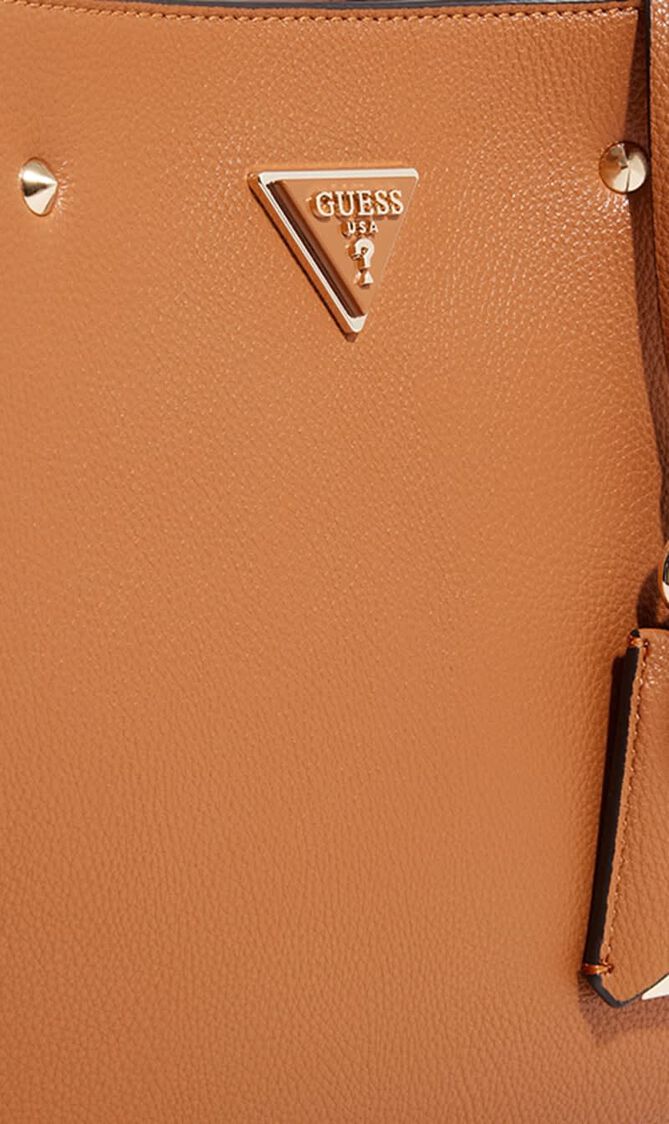 Logo Detail Textured Satchel Bag