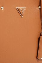 Logo Detail Textured Satchel Bag