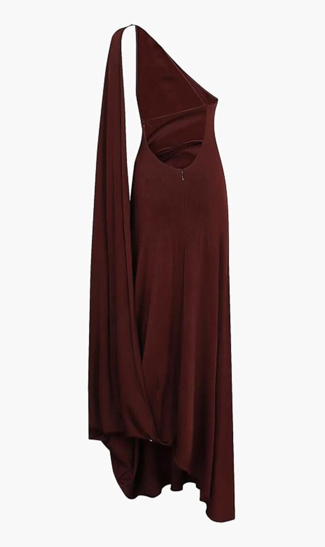 ONE SHOULDER CAPE DRESS