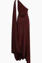 ONE SHOULDER CAPE DRESS