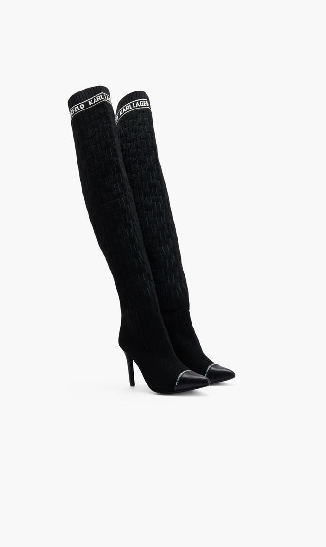 PANDORA MONOGRAM RIBBED KNEEBLACK KNIT TEXTILE