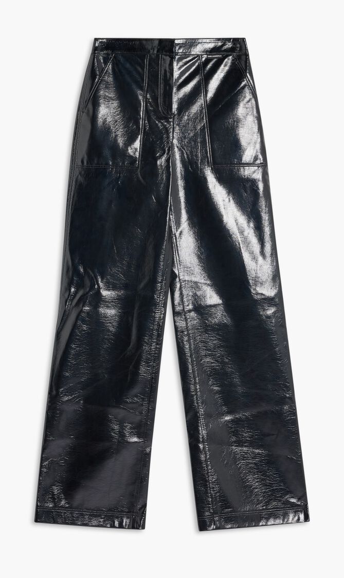 FAUX PATENT LEATHER PANTS