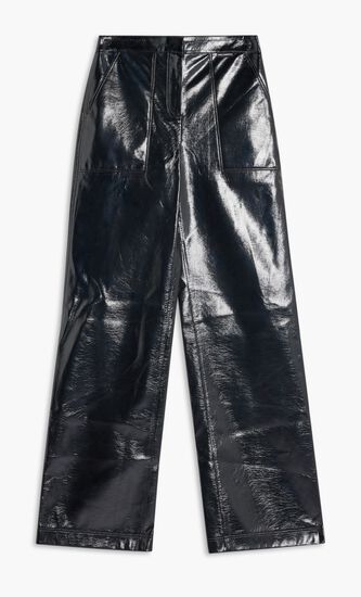 FAUX PATENT LEATHER PANTS