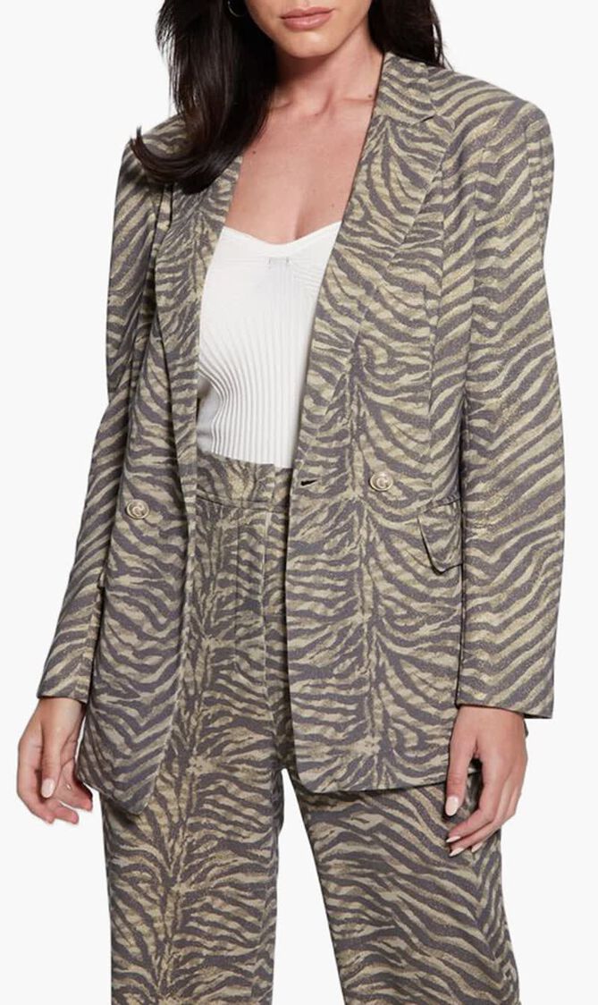 Double Breasted Zebra Print Blazer