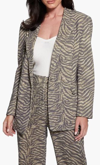 Double Breasted Zebra Print Blazer