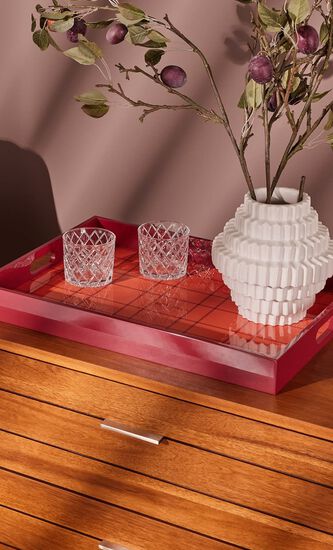 Tartan Tray Rectangular Large Red