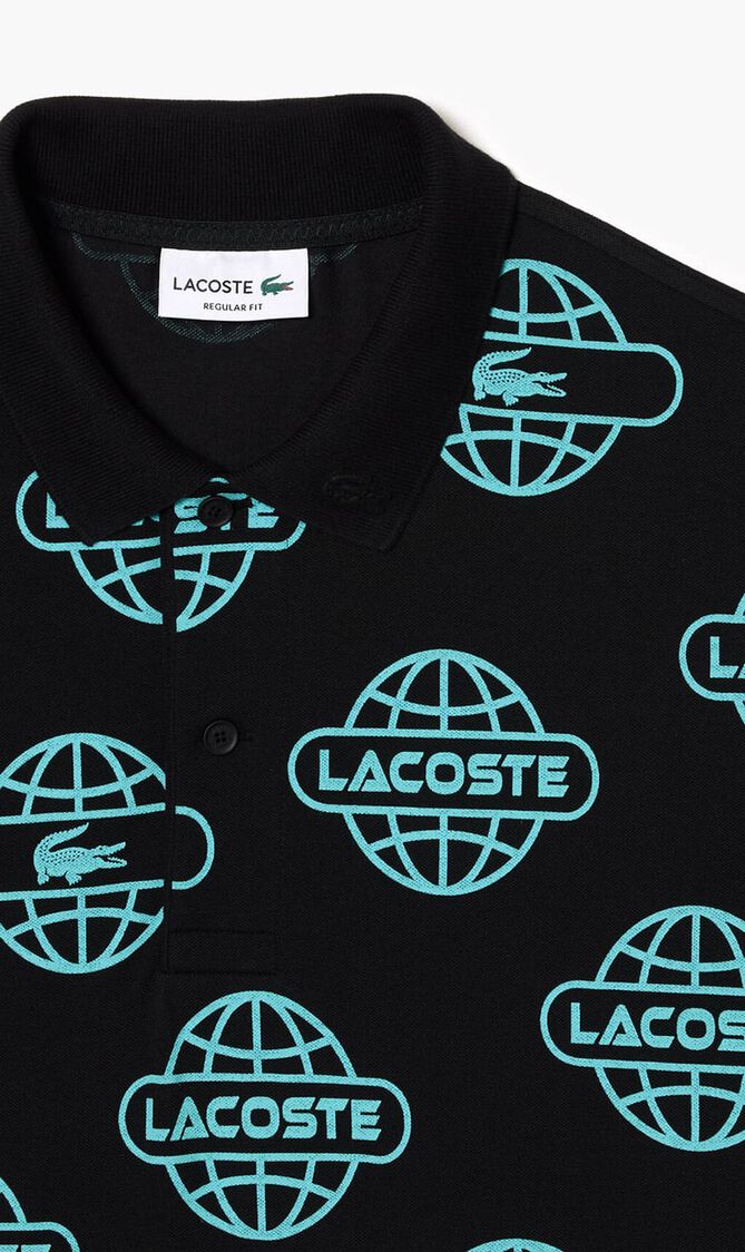 Globe Print Polo Shirt