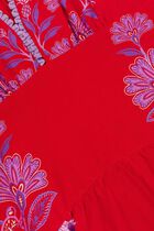 PORCELAIN GARDEN RED MIDI DRES